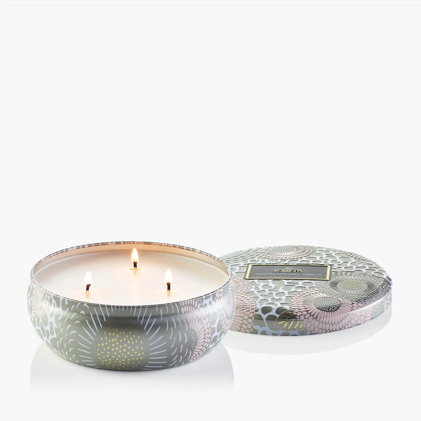 VOLUSPA 3-Wick Tin Candle, Tahitian Coconut vanilla