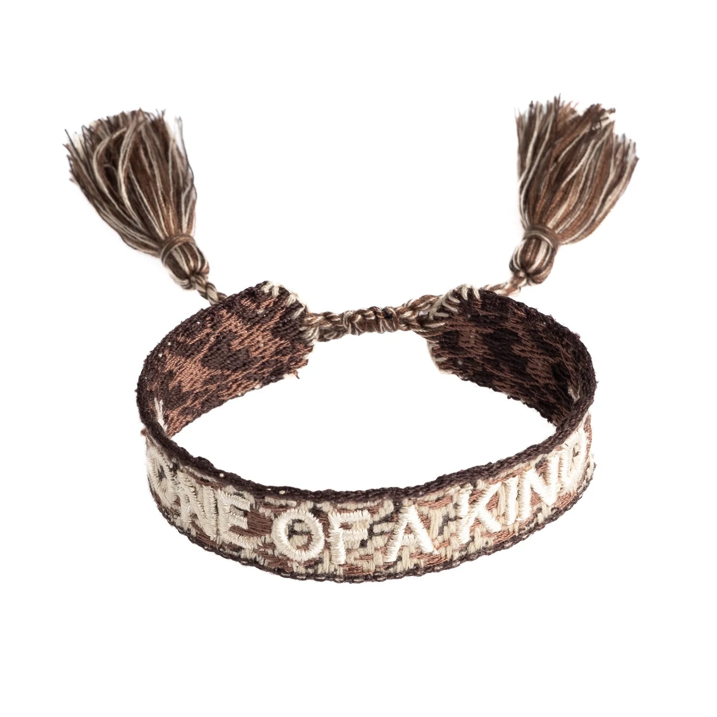 DARK Woven Friendship Bracelet "One of a kind", Soft brown