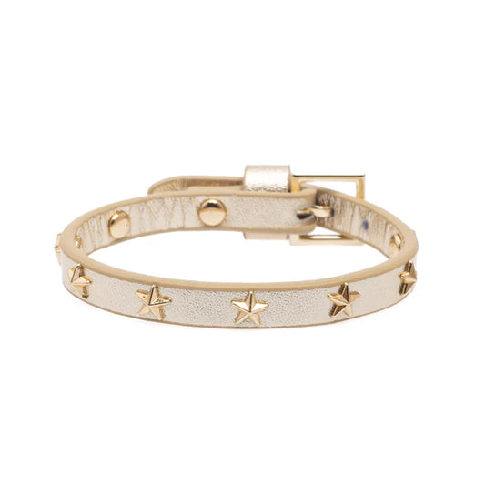 DARK Leather Star Stud Bracelet Mini, Gold metallic/gold