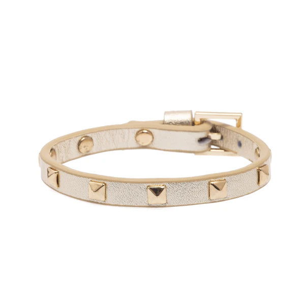 DARK Leather Stud Bracelet Mini, Gold metallic/gold