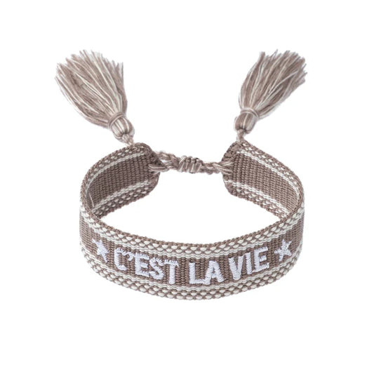 DARK Woven Friendship Bracelet "C`est La Vie", Taupe