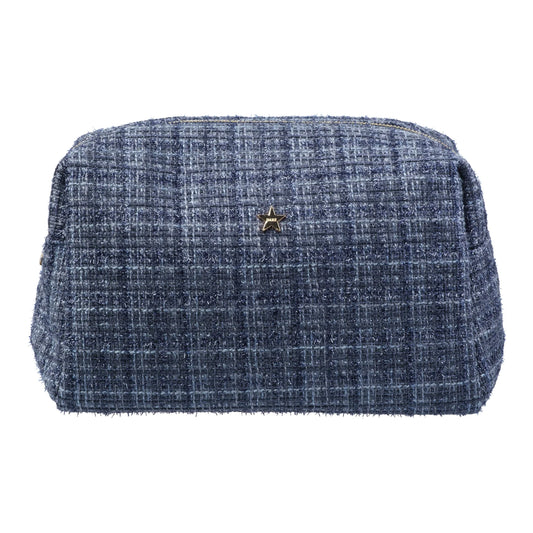 DARK Tweed Make-up Pouch Large, Grisalle blue