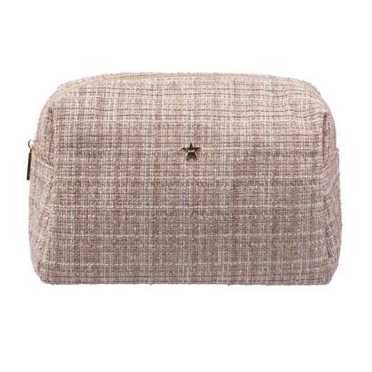 DARK Tweed Make-up Pouch Large, Warm taupe