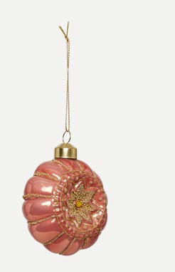 Glasskule flat med glitter rose