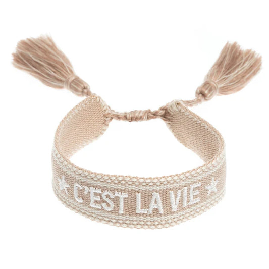 DARK Woven Friendship Bracelet "C`est La Vie", Sand
