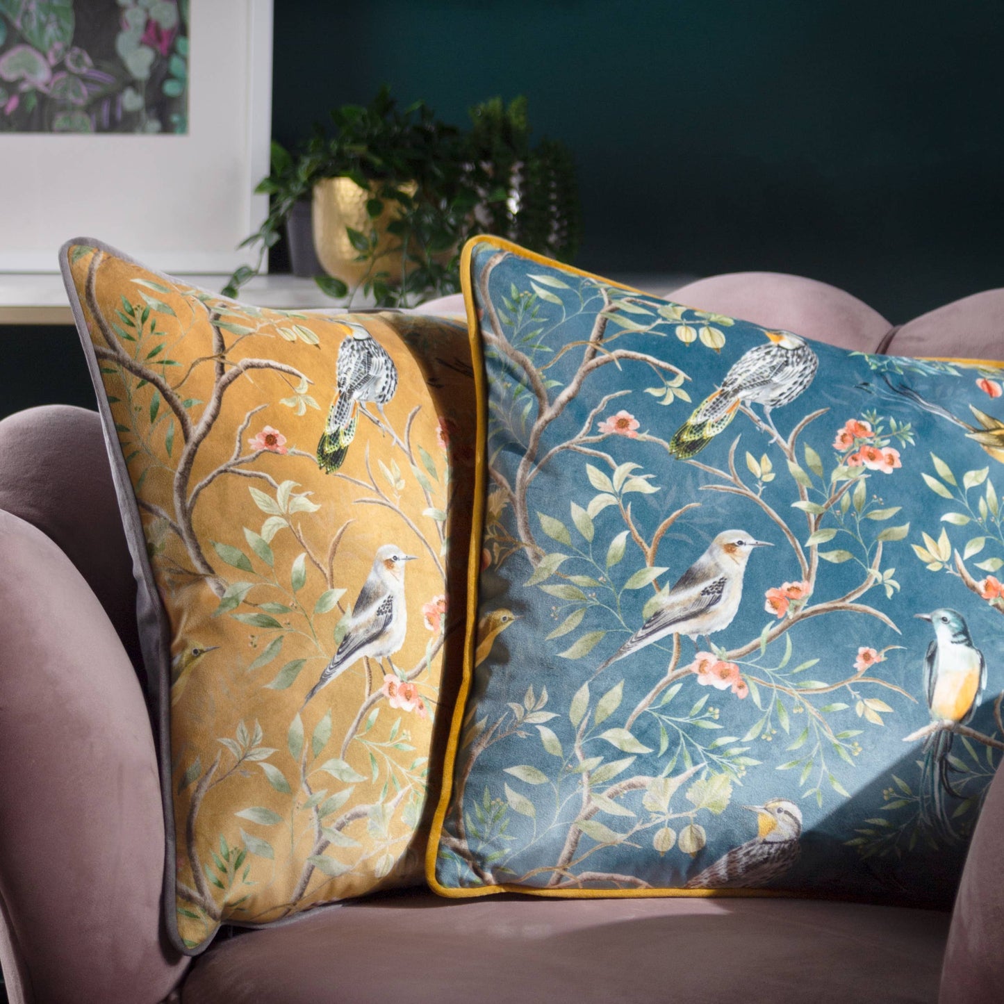 Orient Chinoiserie Cushion Slate Blue: Slate Blue / Polyester Filled / 43 x 43cm