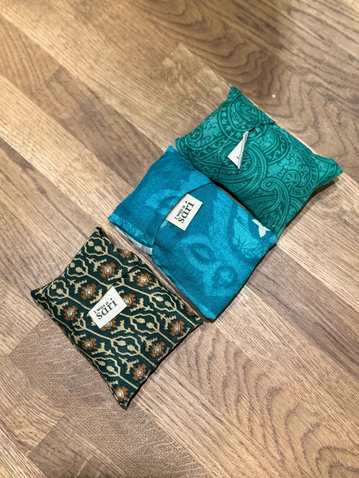 Sammenleggbare handlenett i turkis og grønn