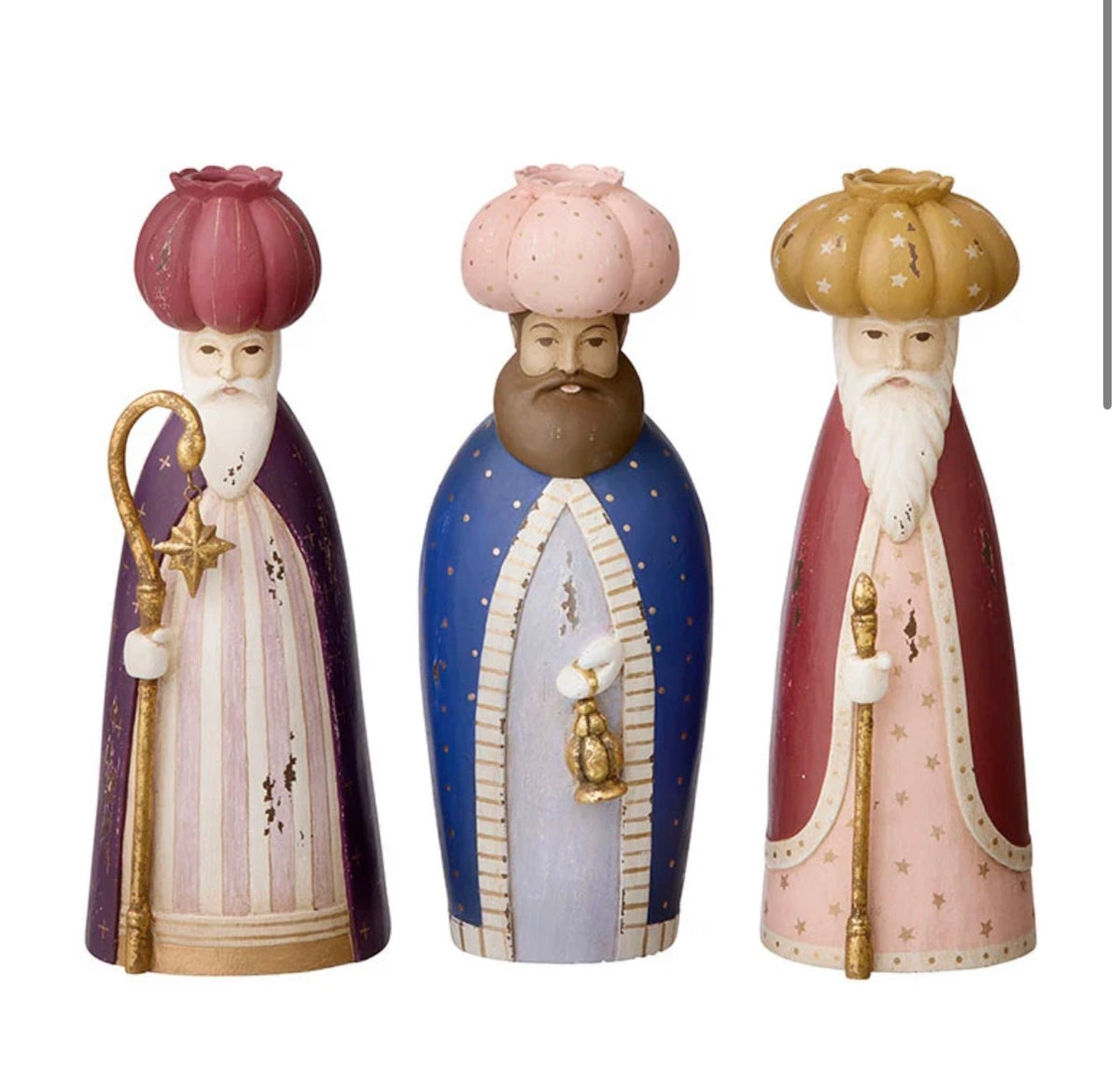 Bungalow De tre vise konger lysestaker – Ruby (sett à 3)